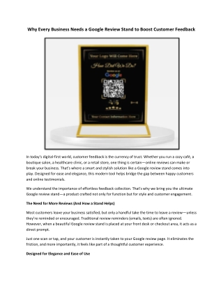 Why Every Business Needs a Google Review Stand to Boost Customer Feedback