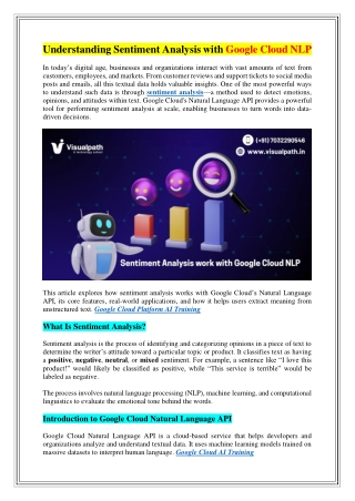 Google Cloud AI Course Online – GCP AI Training by Visualpath