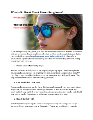 Why Power Sunglasses Are a Smart Choice for Eye Protection