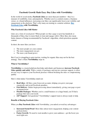 Facebook Growth Made Easy Buy Likes with Viewtifulday