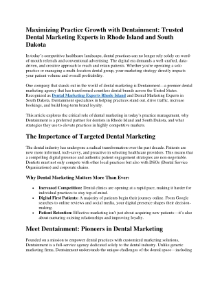 Maximizing Practice Growth with Dentainment: Trusted Dental Marketing Experts