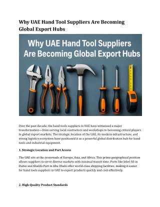 Why UAE Hand Tool Suppliers Are Becoming Global Export Hubs