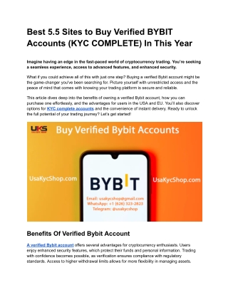 Best 5.5 Sites to Buy Verified BYBIT Accounts (KYC COMPLETE) In This Year