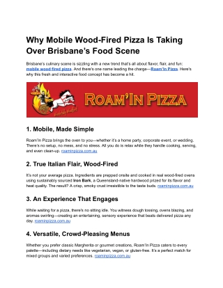 Why Mobile Wood Fired Pizza Is Taking Over Brisbane's Food Scene