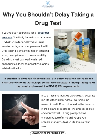 Why You Shouldn’t Delay Taking a Drug Test