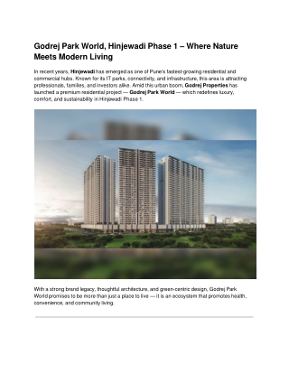 Godrej Park World, Hinjewadi Phase 1