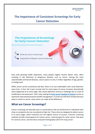 Why Cancer Screenings Matter: A Step Toward Early Detection and Prevention
