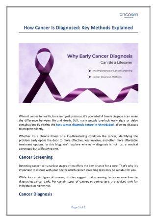 The Life-Saving Power of Early Cancer Diagnosis: What You Should Know