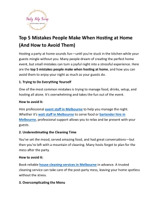 Top 5 Mistakes People Make When Hosting at Home