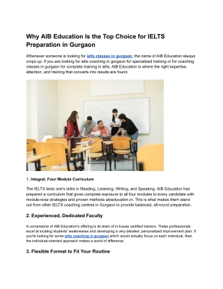 Why AIB Education Is the Top Choice for IELTS Preparation in Gurgaon