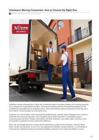 Charleston Moving Companies: How to Choose the Right One