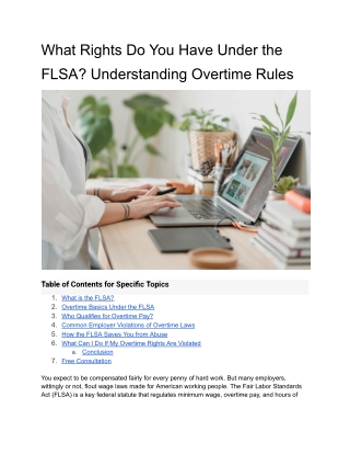 What Rights Do You Have Under the FLSA? Understanding Overtime Rules