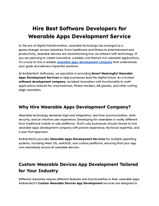 Hire Wearable App Developers