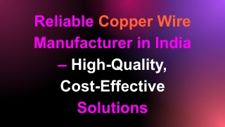 Copper Wire Manufacturer India