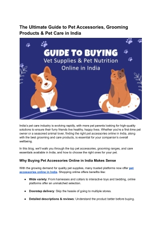 The Ultimate Guide to Pet Accessories, Grooming Products & Pet Care in India