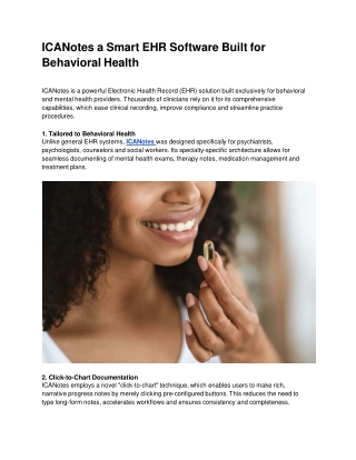 ICANotes a Smart EHR Software Built for Behavioral Health