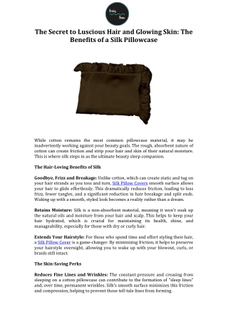 The Secret to Luscious Hair and Glowing Skin The Benefits of a Silk Pillowcase