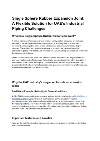 Single Sphere Rubber Expansion Joint_ A Flexible Solution for UAE's Industrial Piping Challenges