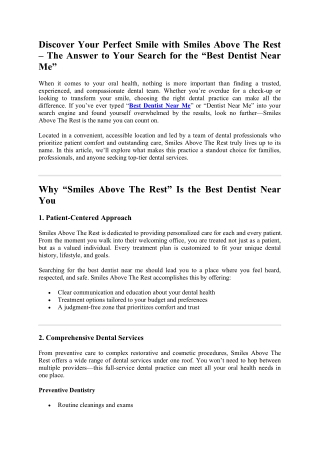 Discover Your Perfect Smile with Smiles Above The Rest – The Answer to Your Sear