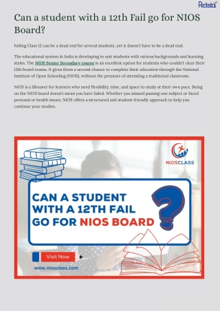 Can a student with a 12th Fail go for NIOS Board