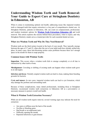 Understanding Wisdom Teeth and Tooth Removal: Your Guide to Expert Care at Strin