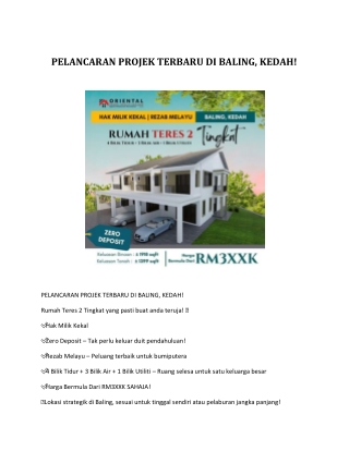 PELANCARAN PROJEK TERBARU DI BALING, KEDAH!