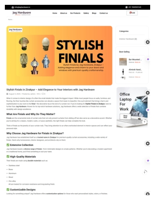 Stylish Finials in Zirakpur – Add Elegance to Your Interiors with Jag Hardware