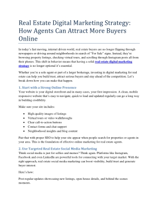 Real Estate Digital Marketing Strategy