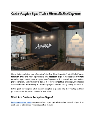 Custom Reception Signs: Make a Memorable First Impression