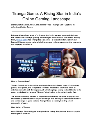 Tiranga Game_ A Rising Star in India’s Online Gaming Landscape