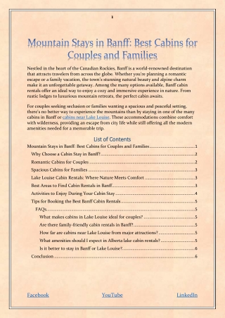 Mountain Stays in Banff Best Cabins for Couples and Families