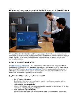 Offshore Company Formation in UAE_ Secure & Tax-Efficient