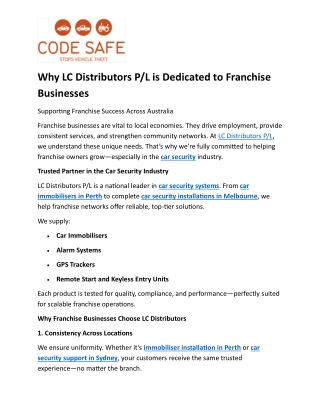 Why LC Distributors P