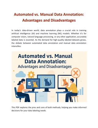 Automated vs. Manual Data Annotation: Advantages and Disadvantages