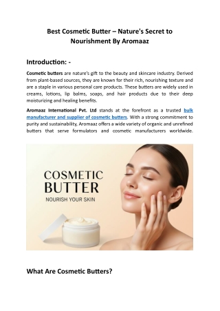 Best Cosmetic Butter – Nature's Secret to Nourishment By Aromaaz