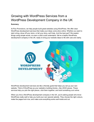 Growing with WordPress Services from a WordPress Development Company in the UK