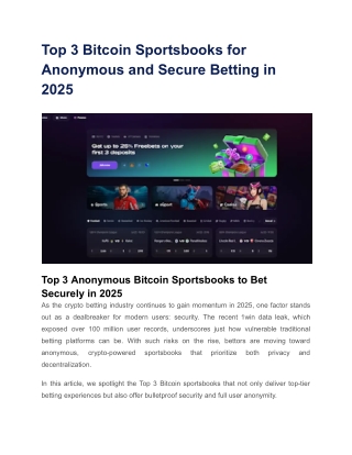Top 3 Bitcoin Sportsbooks for Anonymous and Secure Betting in 2025