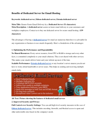 Edison dedicated server (Dedicated Server for Email Hosting)