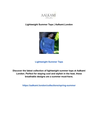Lightweight Summer Tops | Aalkami.London