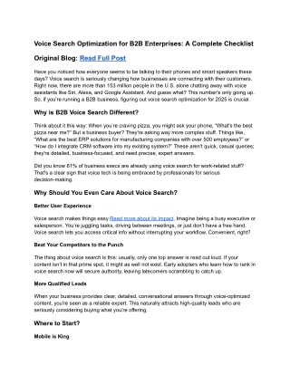 Voice Search Optimization for B2B Enterprises_ A Complete Checklist.docx