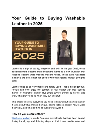 Your Guide to Buying Washable Leather in 2025