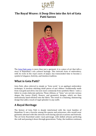 The Royal Weave A Deep Dive into the Art of Gota Patti Sarees