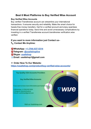 _Best 6 Most Platforms to Buy Verified Wise Account