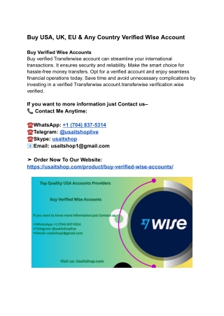 Top Best 6 Most Platforms to Buy Verified Wise Accounts