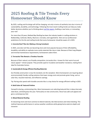 2025 Roofing & Tile Trends Every Homeowner Should Know