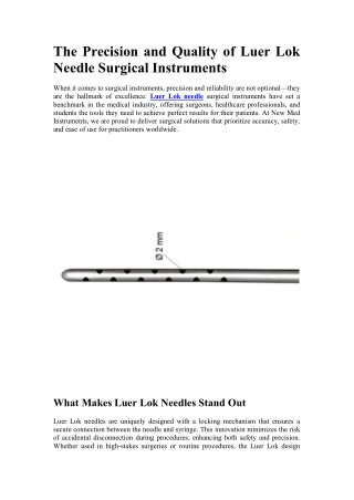 Luer Lok Needle Surgi