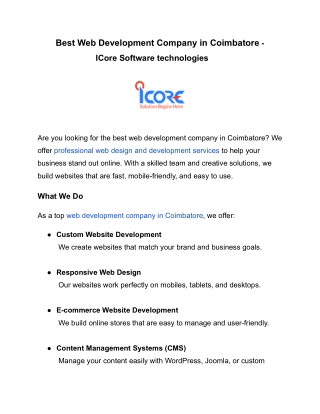 Best Web Development Company in Coimbatore