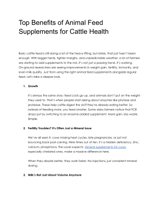 Top Benefits of Animal Feed Supplements for Livestock Health