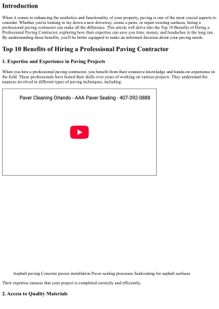 Top 10 Benefits of Hiring a Professional Paving Contractor