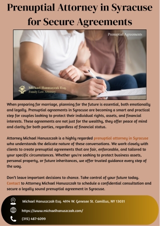 Prenuptial Attorney in Syracuse for Secure Agreements